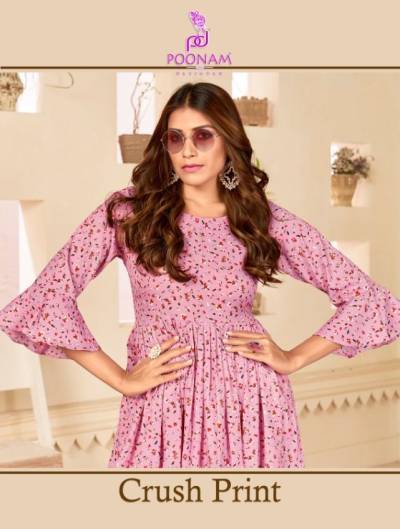 Crush Print By Poonam Designer Fancy Daily Wear Gown Collection